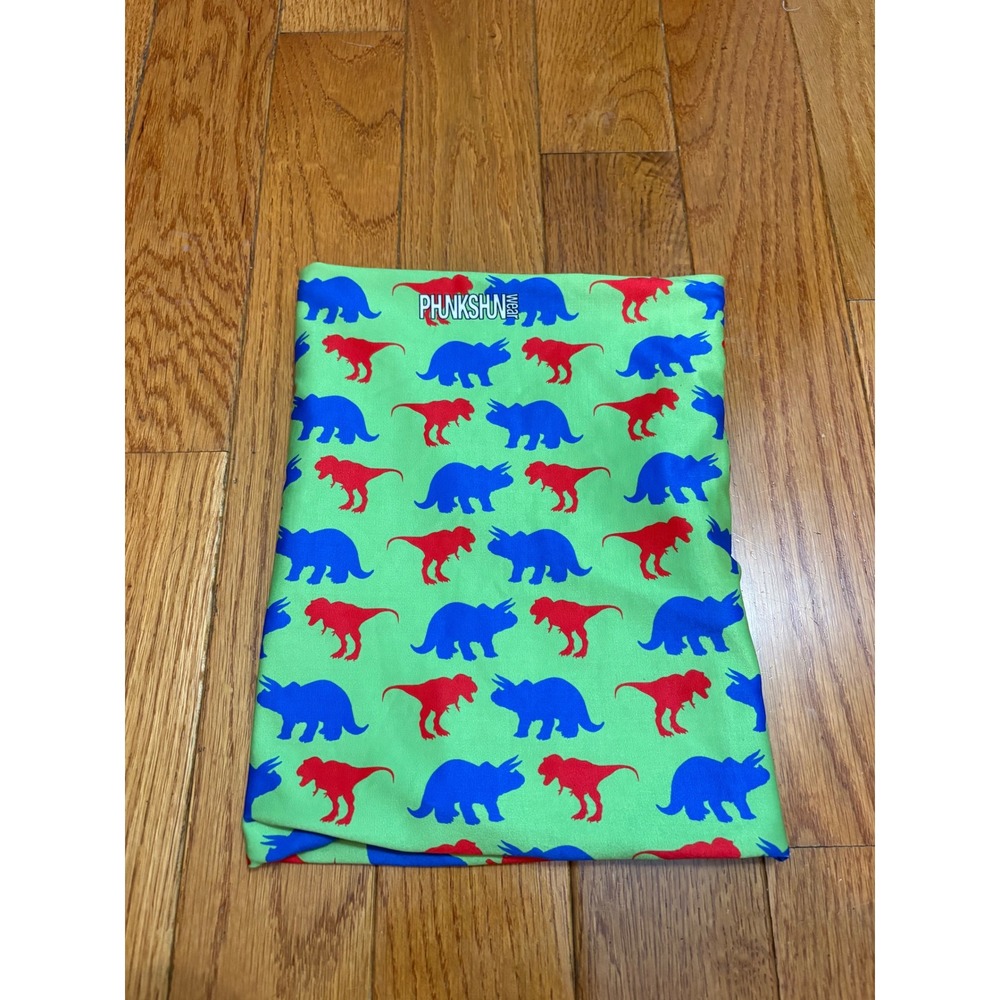 Phunkshun Wear Kids Neck Gaiter Face Mask Dinosaurs Blue Green Polyester Spandex